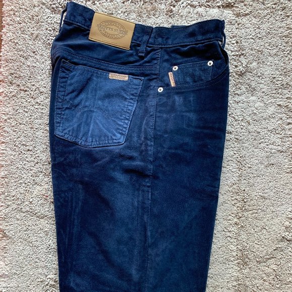 Navy Suede Pants - Picture 1 of 4